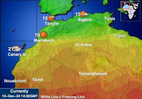 Länsi-Sahara Sääennuste lämpötila kartalla 