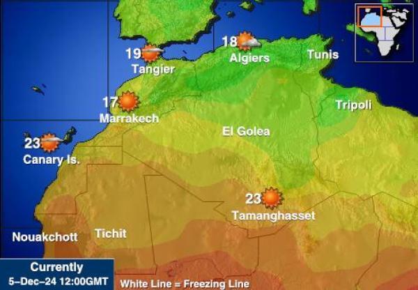 Länsi-Sahara Sääennuste lämpötila kartalla 