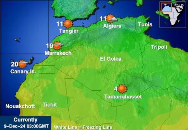 Länsi-Sahara Sääennuste lämpötila kartalla 