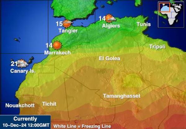 Länsi-Sahara Sääennuste lämpötila kartalla 