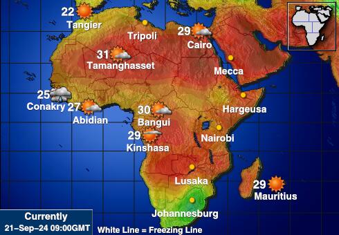 Zambia Mapa del tiempo la temperatura de previsión 