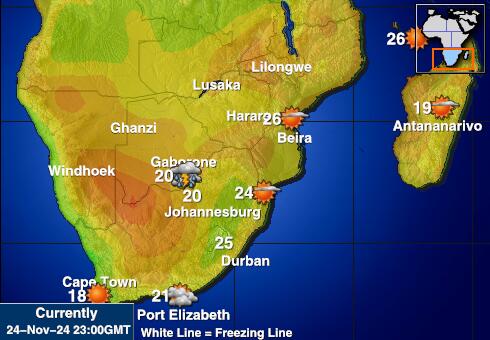 Zimbabwe Weersverwachting Temperatuur Kaart 