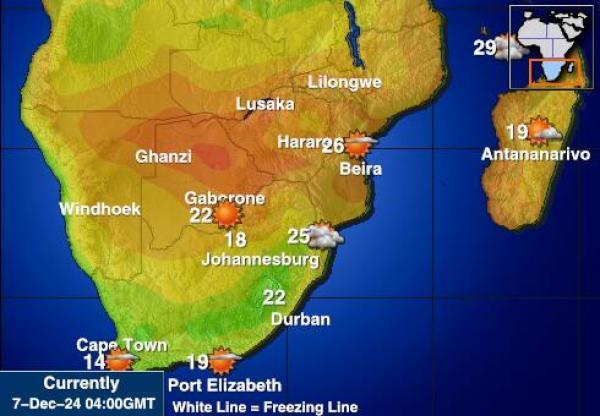 Zimbabwe Sääennuste lämpötila kartalla 